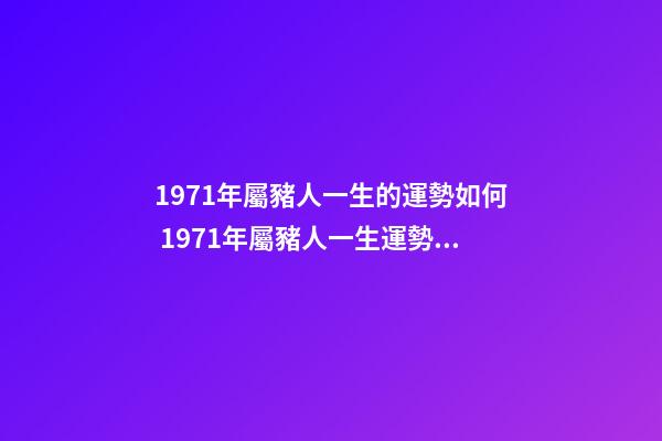 1971年屬豬人一生的運勢如何 1971年屬豬人一生運勢是什么-第1張-觀點-玄機派
